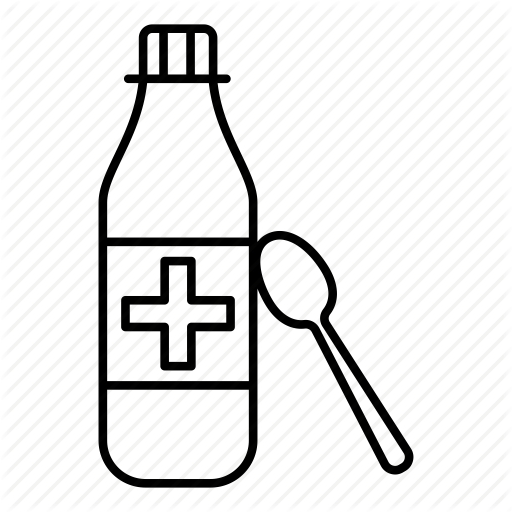 Cough, Cough Syrup, Hospital, Medicine Bottle, Pharmacy, - Medicine Bottle Outline (512x512)