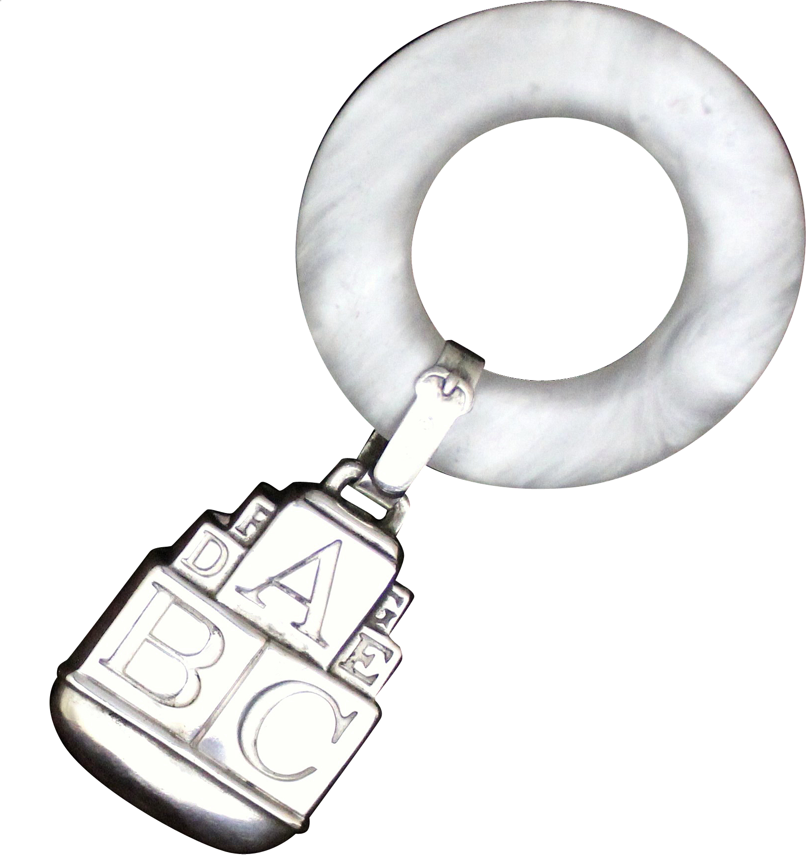 Sterling Vintage Baby Rattle And Teething Ring From - Silver (1724x1724)