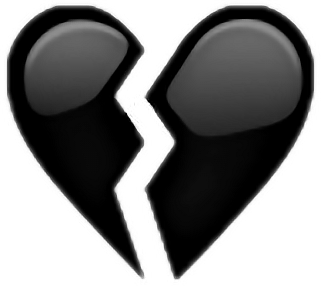 Corazón Roto Emoji Amor Iphone - Black Broken Heart Emoji (632x564)