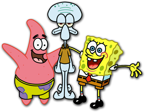 فارغ از خشونت‌بار بودن بعضی رفتارهای نمایش داده شده - All Character Spongebob Squarepants Png (500x387)