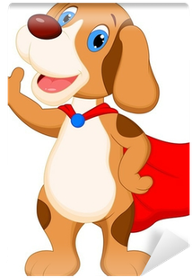 Cute Super Dog Cartoon Presenting Wall Mural • Pixers® - Cute Dog Waving Hand Clipart (400x400)