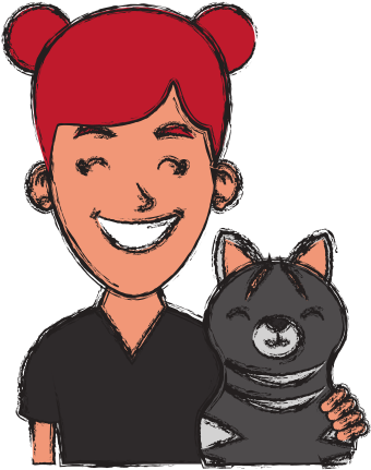Girl With Cat Cartoon Character - Cat (550x550)
