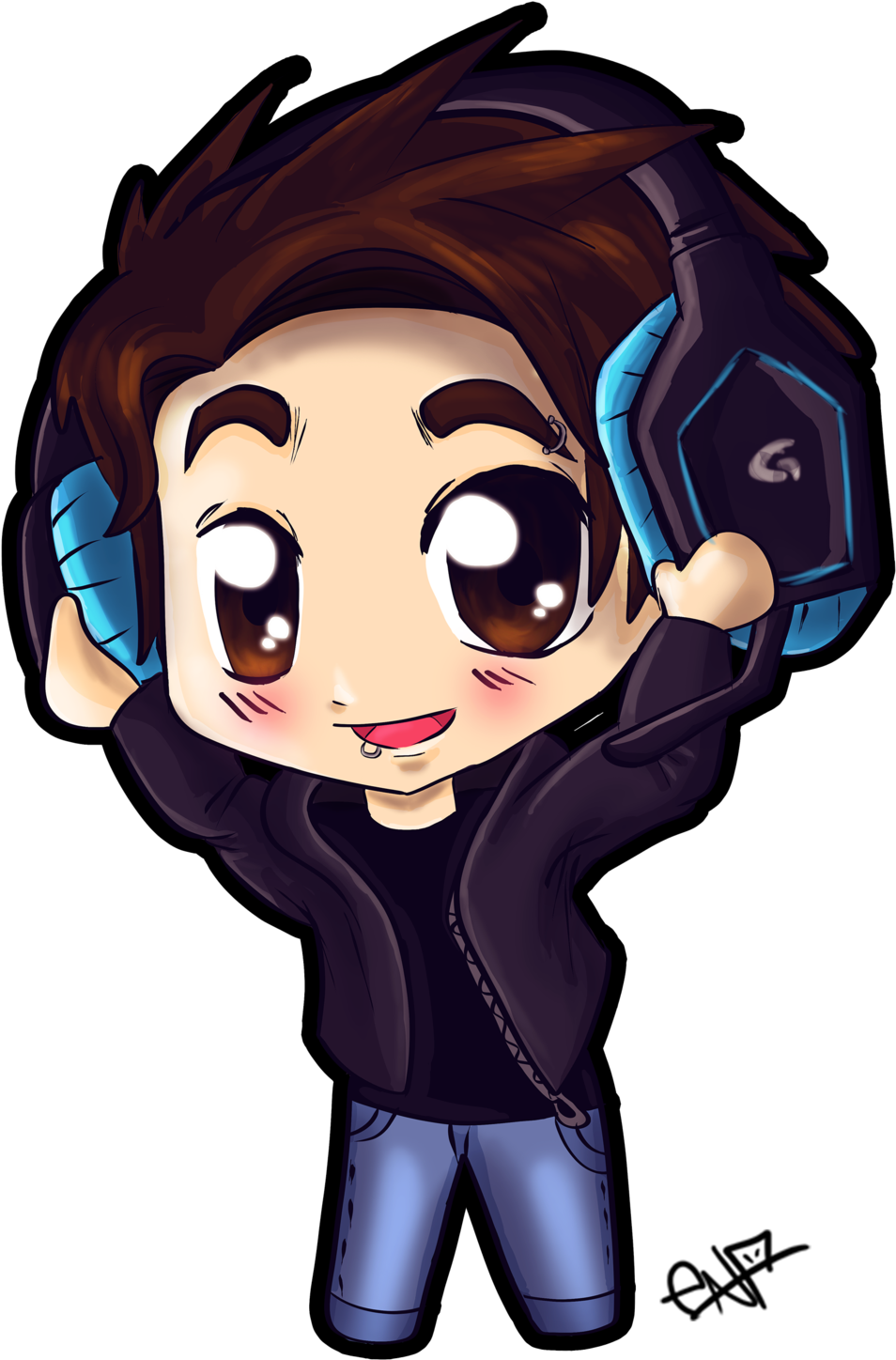 Chibi Boy With Headphones By Ena The Original - Chibi Boy With Headphones (1024x1507)