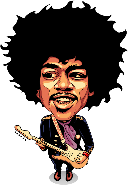Cartoon Singer Cartoon Singer Cartoon Singer Cartoon - Jimi Hendrix Caricatures (500x707)