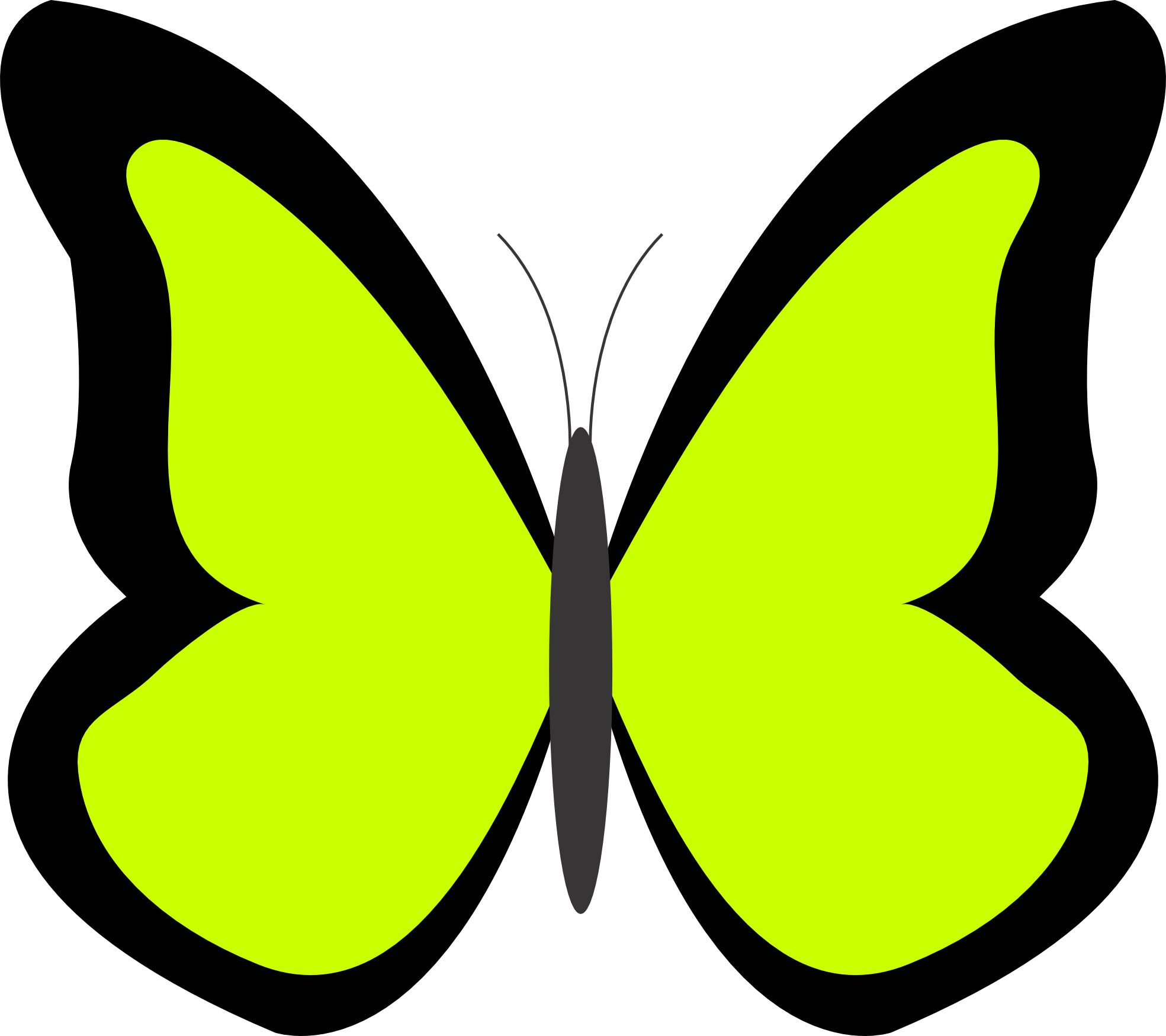 Lime Green Flower Clip Art - Butterfly Clip Art Green (1969x1750)
