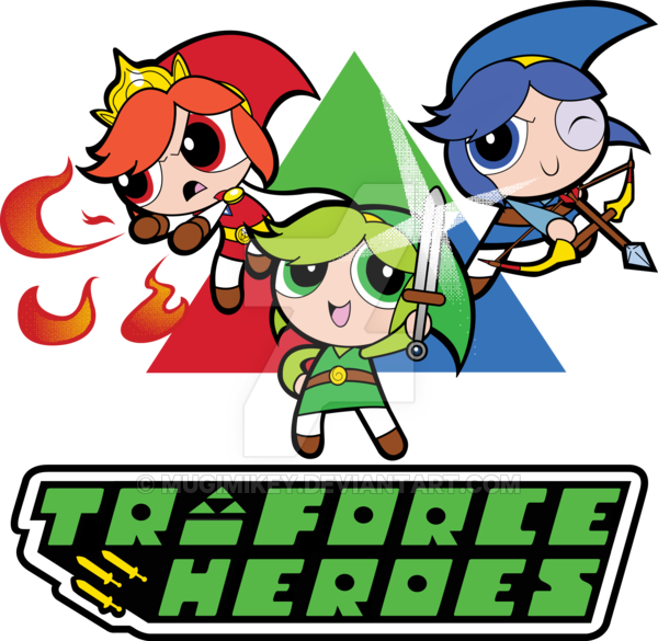 Triforce Heroes Powerpuff Girls Style By Mugimikey - Tri Force Heroes Fan Art (600x585)