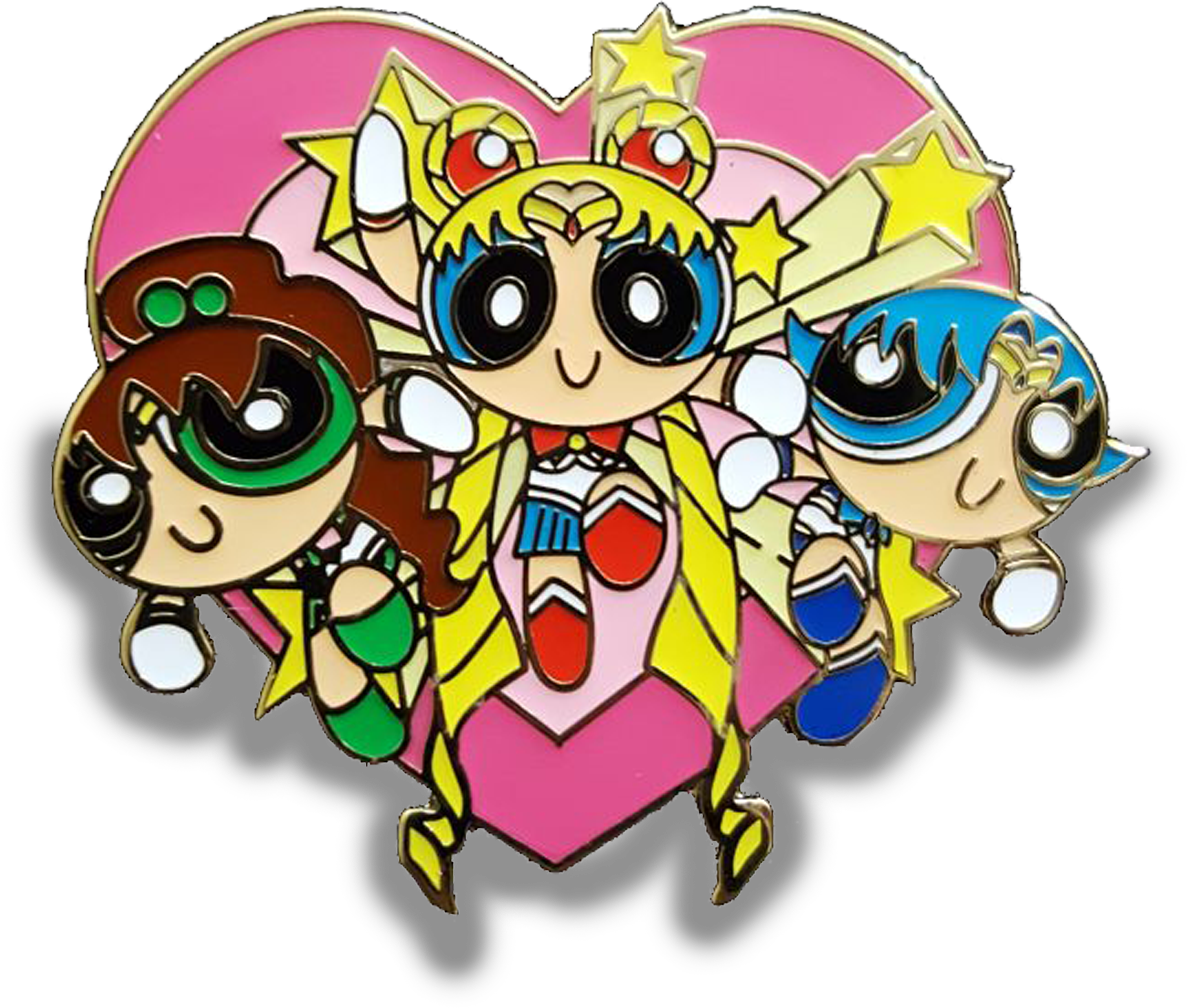 My Friend Designed A Powerpuff Girls/sailor Moon Mashup - Lapel Pin (2605x2418)