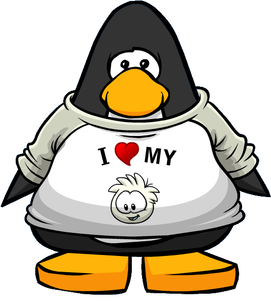 I Heart My White Puffle T-shirt From A Player Card - Club Penguin Popcorn (623x635)