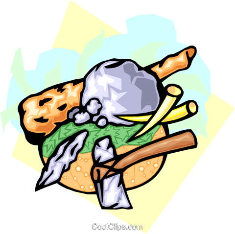Caveman Tools Royalty Free Vector Clip Art Illustration - Caveman Tools (480x478)