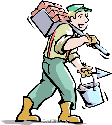Handyman Royalty Free Vector Clip Art Illustration - Man Carrying Bricks Clipart (431x480)