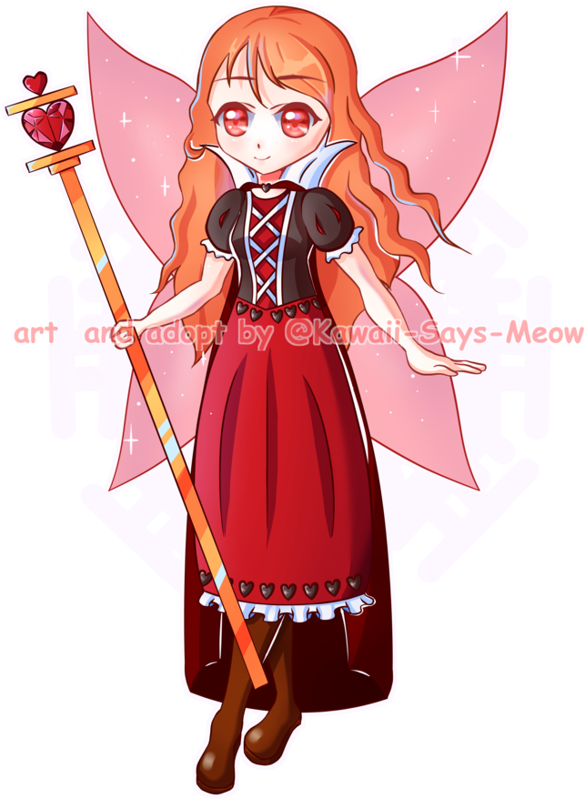 [sold] Queen Of Hearts Fairy Adopt By Kawaii Says Meow - Cartoon (816x979)