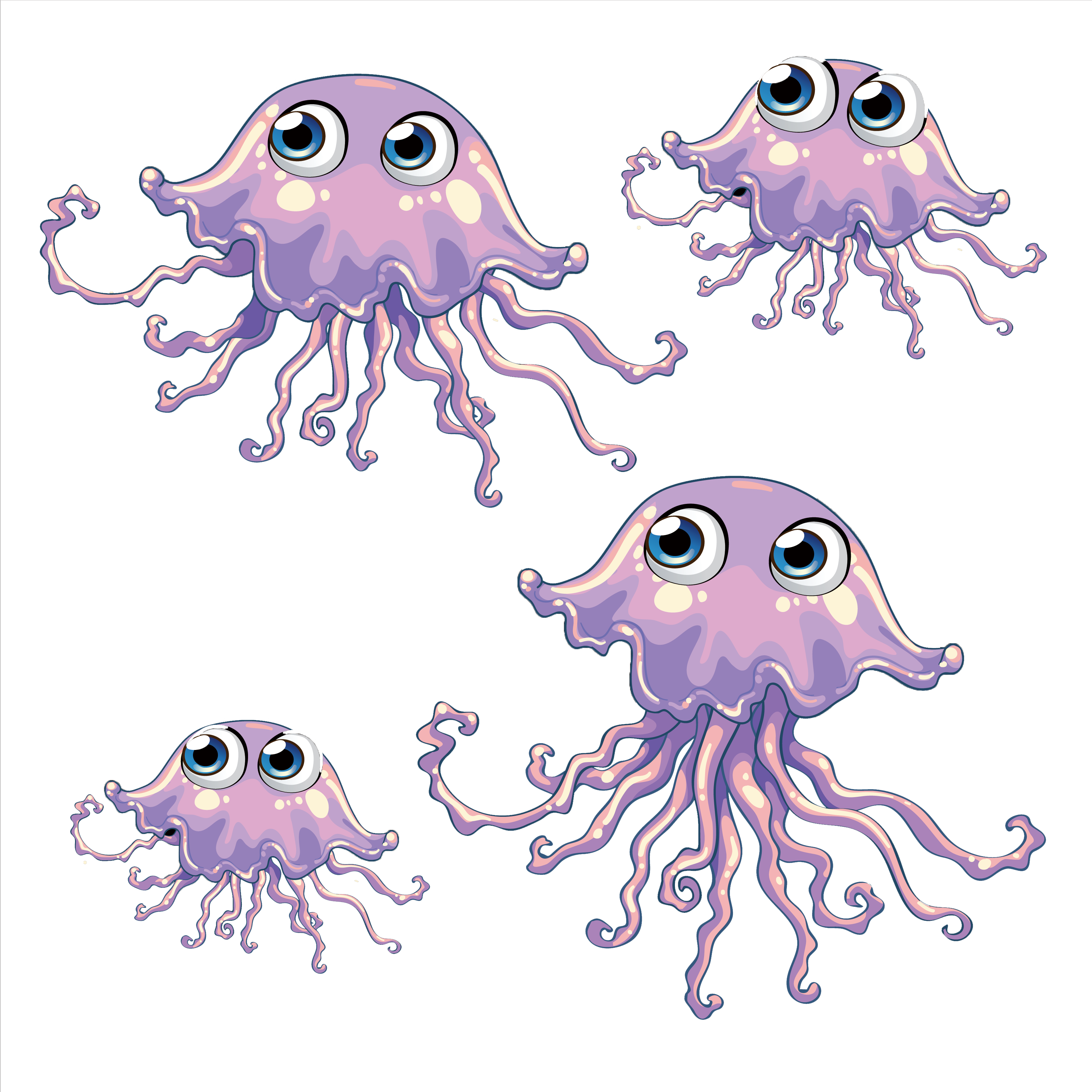 Jellyfish Cartoon Illustration - صور قنديل البحر للطباعه (3333x3333)