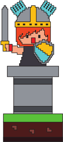Pixel Character Knight With Sword And Shield - Vector Graphics (550x550)
