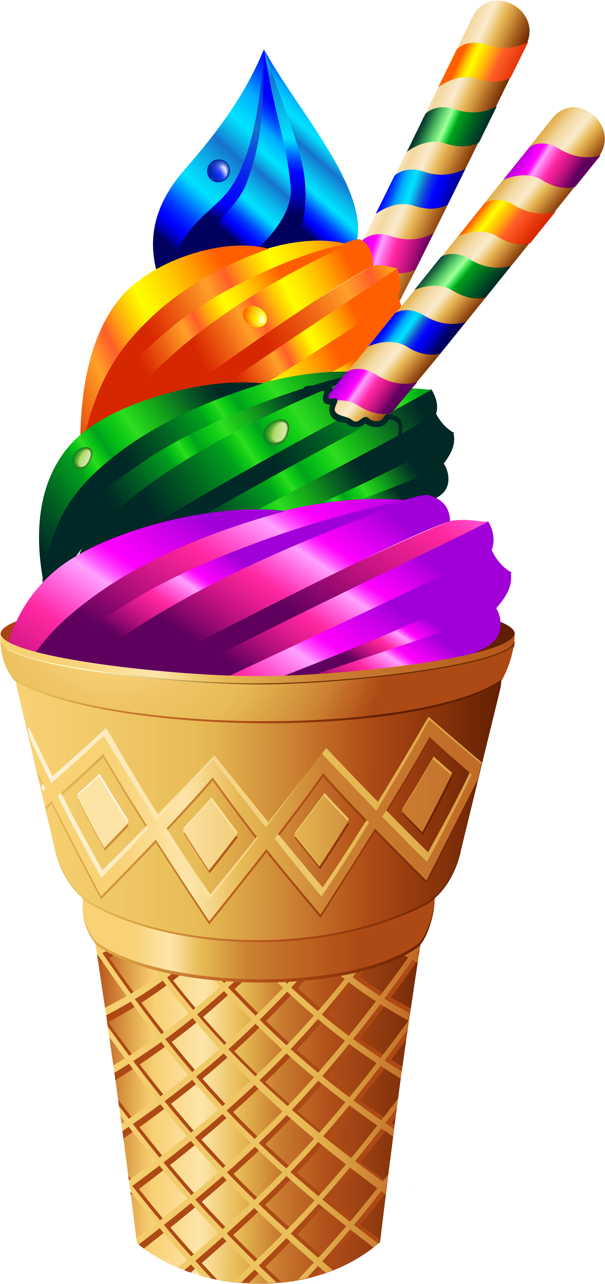 Free Tooth Clipart Ice Cream - Rainbow Ice Cream Clipart (2208x4548)