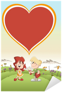 Couple Of Cute Cartoon Kids In Love In The Park Sticker - Beach Boys Miu Album (400x400)