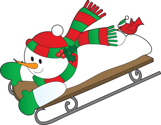Snow Tube Cliparts - Snowman Sledding Clipart (639x497)