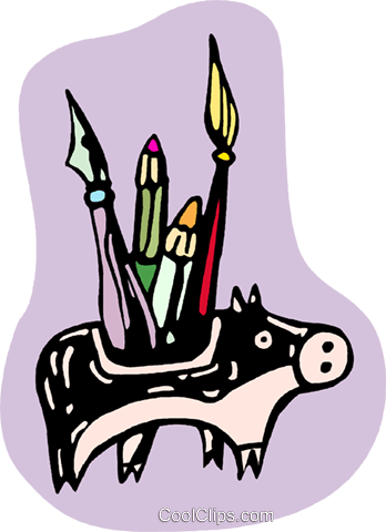 Paint Brush Holder Royalty Free Vector Clip Art Illustration - Clip Art (348x480)