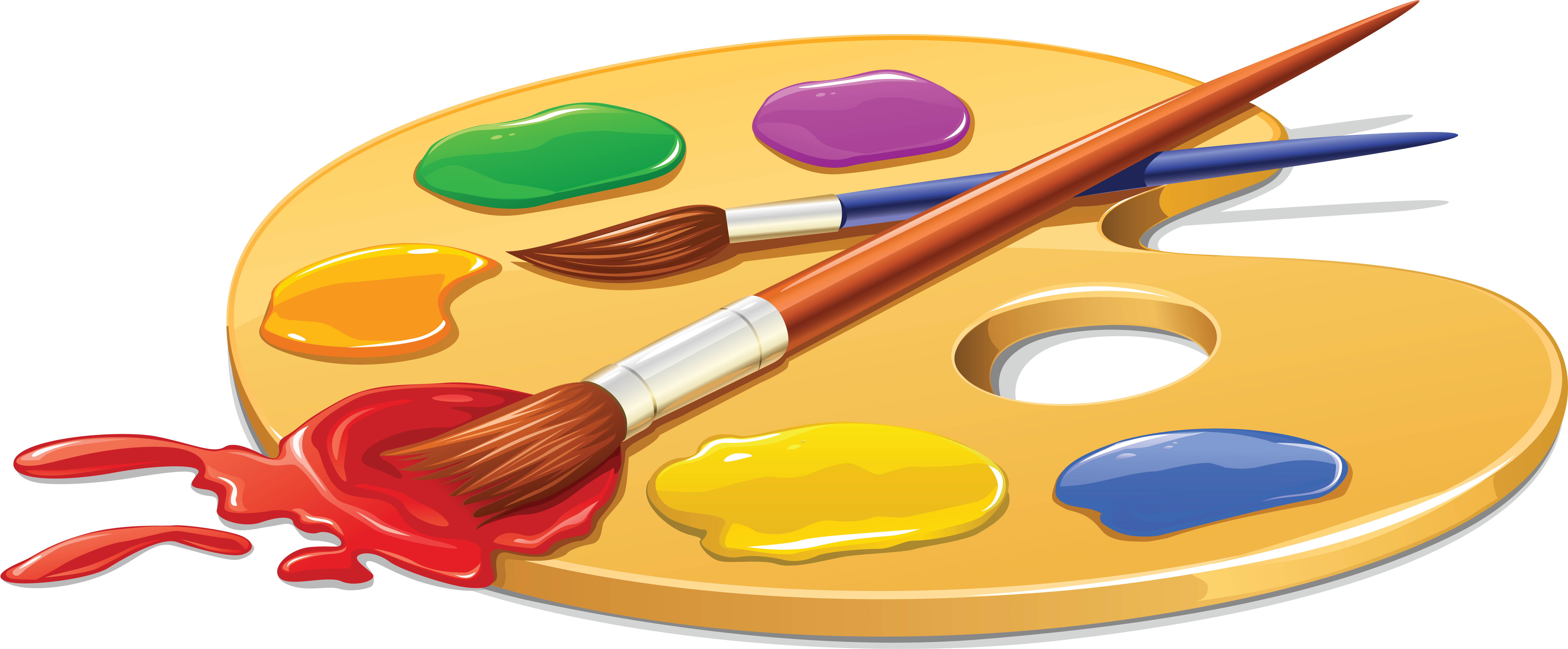 Palette Painting Brush Clip Art - Art Brushes And Paint (6533x2765)