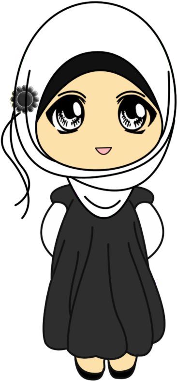 Chibi Clipart Muslimah - Budak Perempuan Muslimah Kartun (380x785)