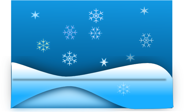 Snow Flake Winter Landscape Clipart - Landscape (600x393)