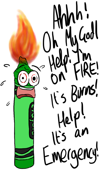 Burning Crayon By Lil Miss Tiny - Cartoon (500x700)