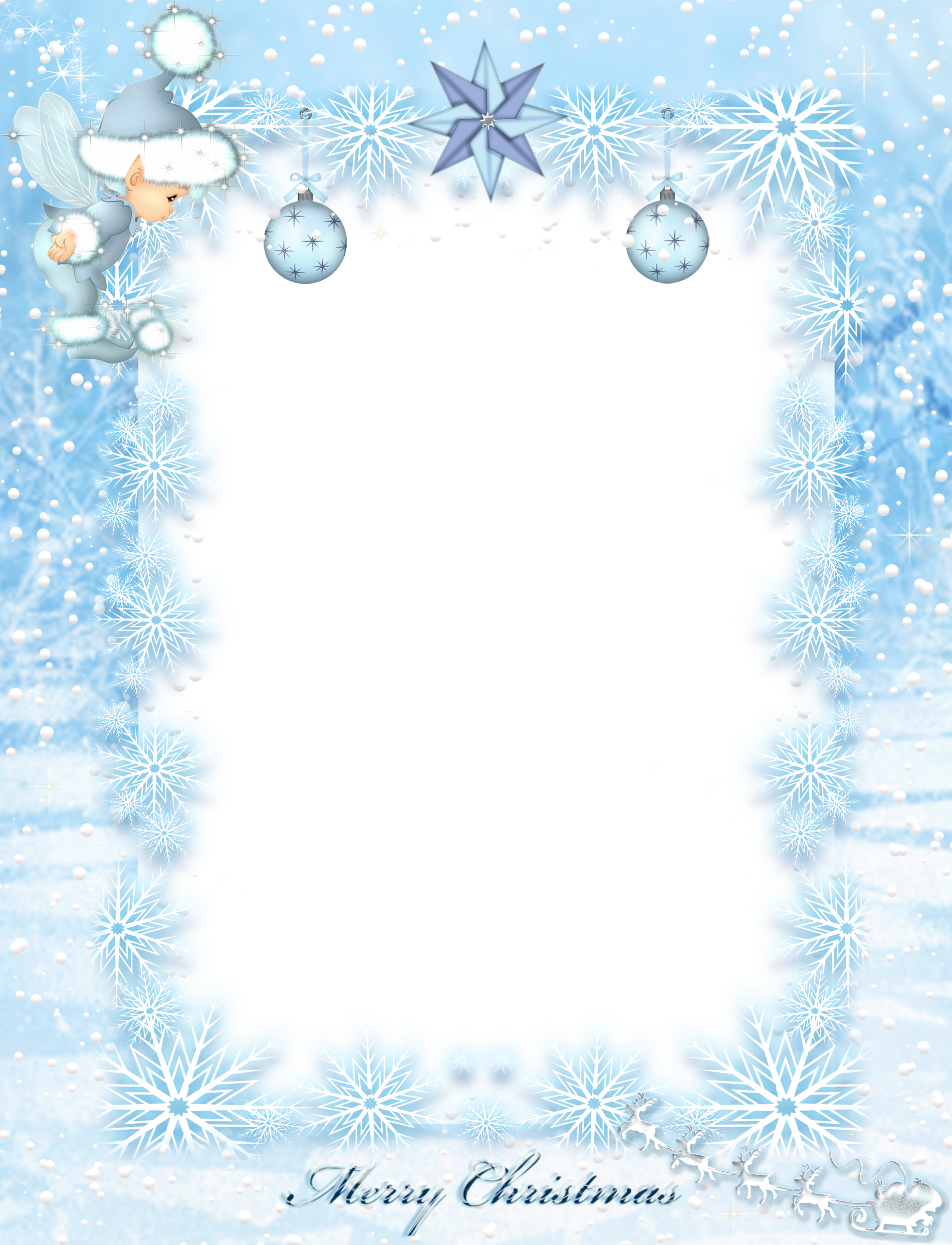 Transparent Kids Christmas Ice Elf Png Photo Frame - Ice Borders And Frames (1900x2484)