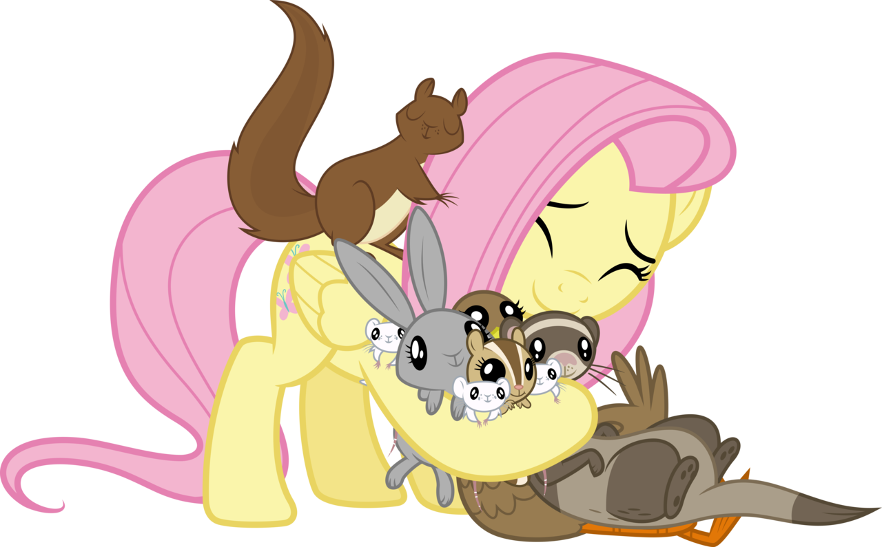Chipmunk Clipart Female Squirrel - Fluttershy Animals Png (1280x795)