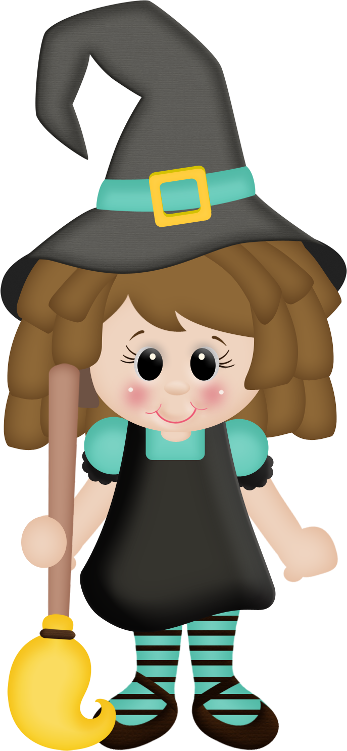 Cute Little Witch Witch - Clip Art (687x1487)