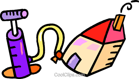 Air Pump Blowing Up A House - Luftpumpe Clipart (480x273)
