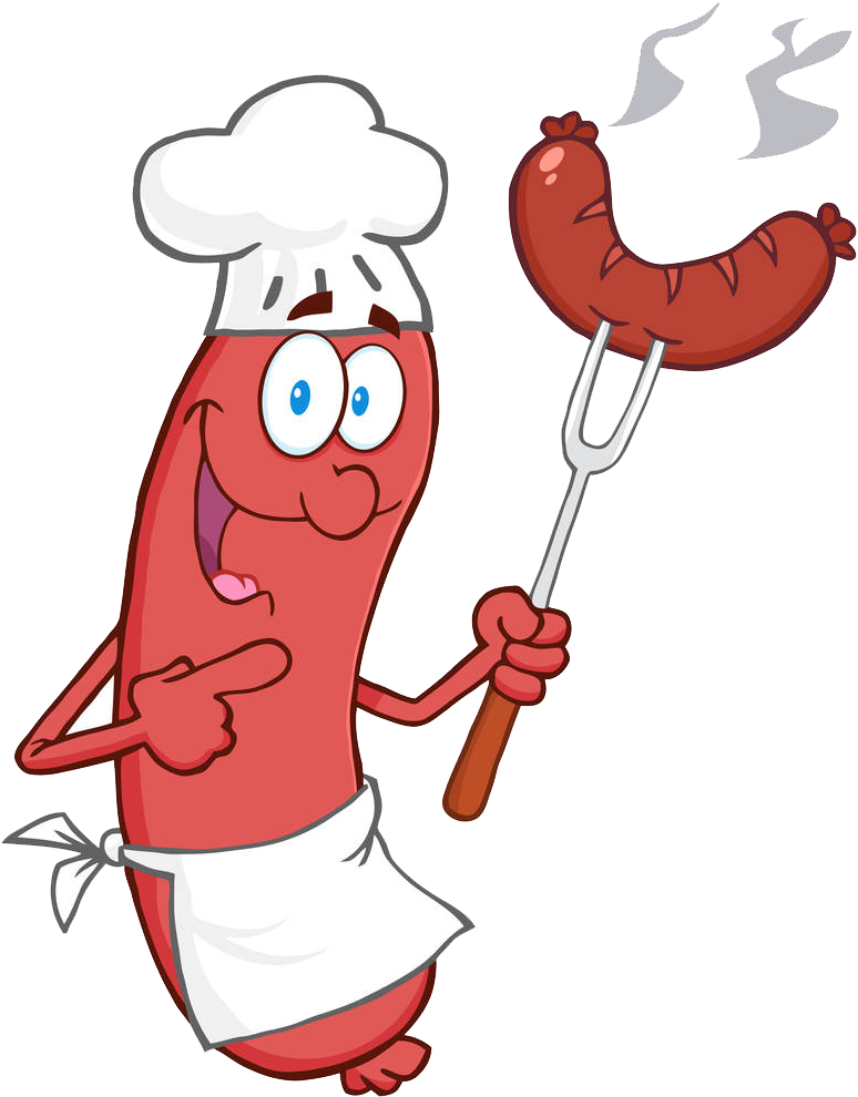Bratwurst Sausage Hot Dog Barbecue Clip Art - Bbq Sausage Cartoon (786x1000)
