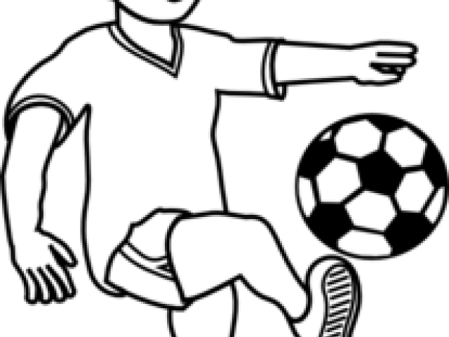 Soccer Clipart Outline - Football Player Clipart Black And White (640x480)