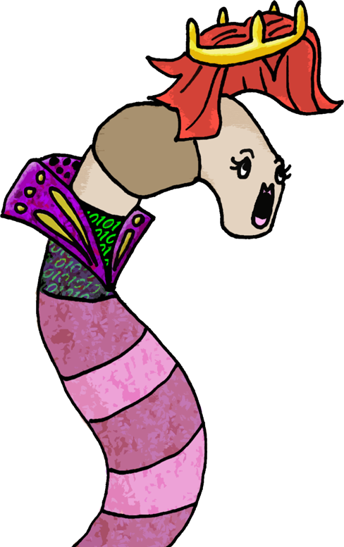 Dialogue Art Of The Worm Queen, Startled And Her Disguise - Cartoon (488x777)