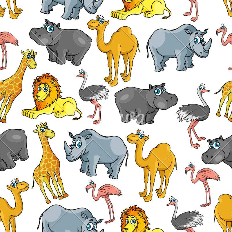 African Jungle And Safari Animals Cartoon Pattern - Safari Cartoon (800x800)