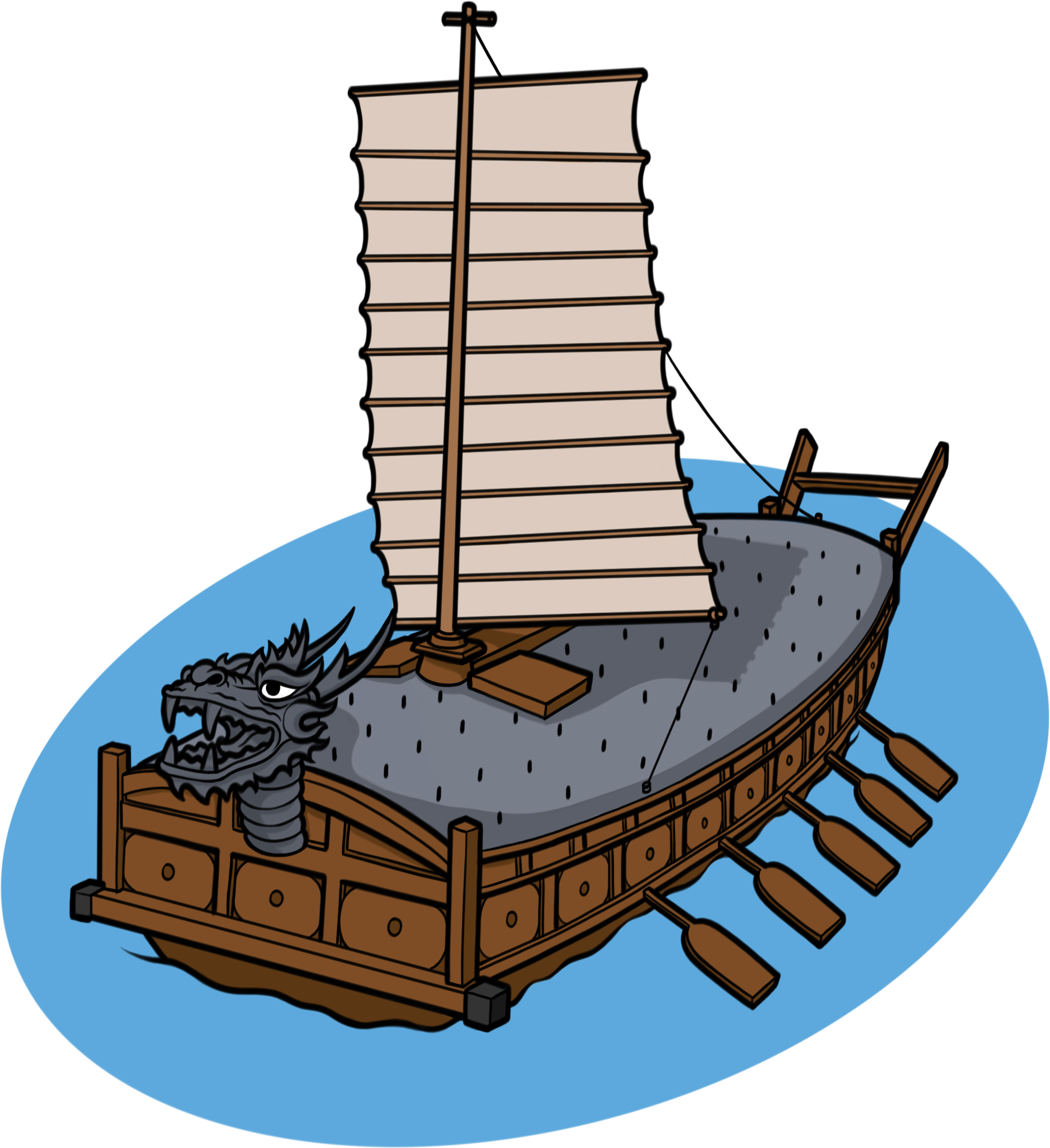 A Turtle Boat Is Made Of Thick Wood With A Flat Bottom - Ship Model (2179x2383)