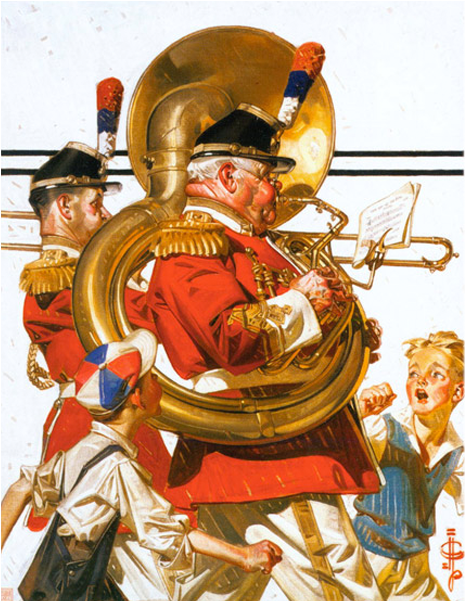 Marching Brass Band - Giclee Painting: Leyendecker's Fourth Of July Parade,july (600x600)