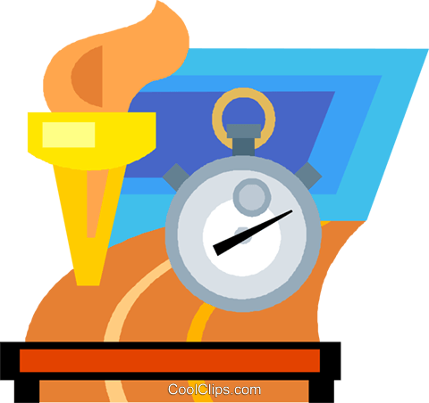 Olympic Torch, And Stop Watch Royalty Free Vector Clip - Olympic Torch, And Stop Watch Royalty Free Vector Clip (480x452)