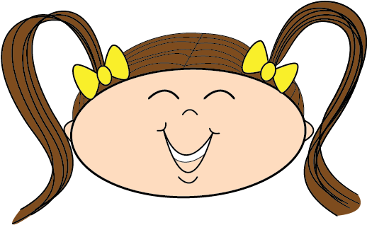 Girl Smiling Line Art - Cartoon (518x353)