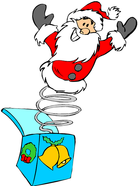 Christmas, Holiday, Clip Art, Jack In The Box, Santa - Clipart Jul (469x640)