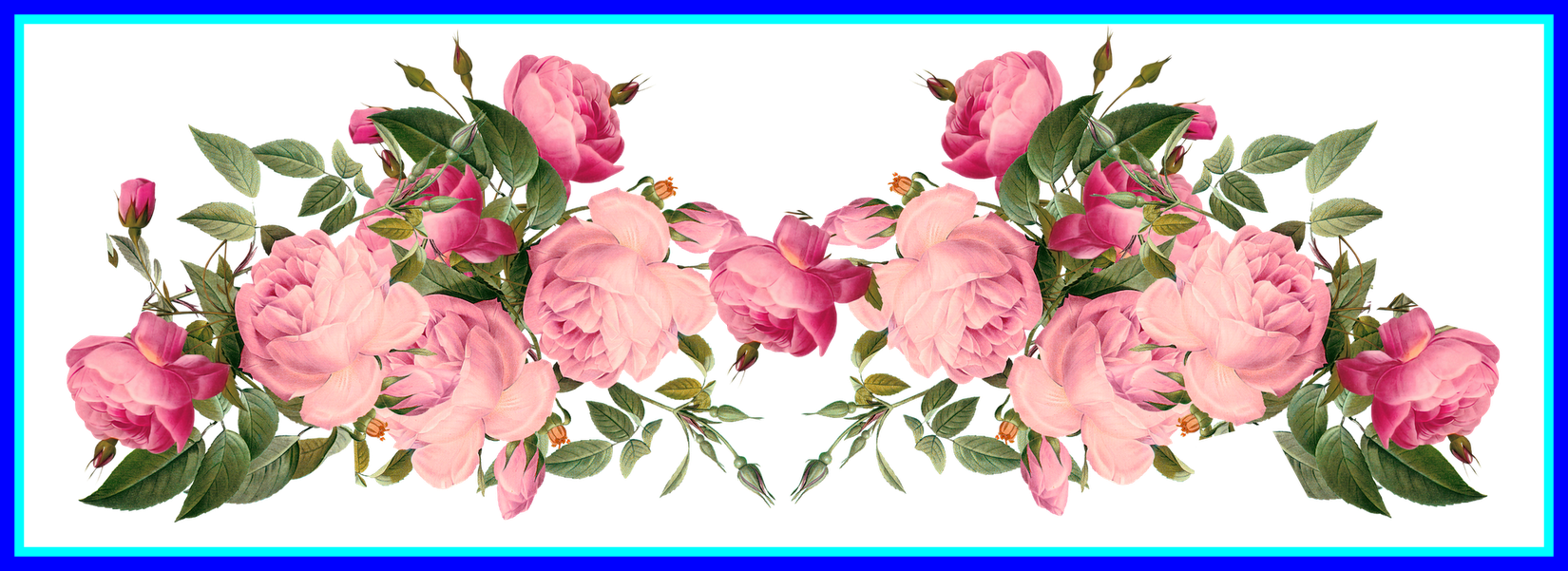 Amazing Pink Rose Border Vintage Style Frames For Flower - Page Border Flower Design Hd (1650x601)