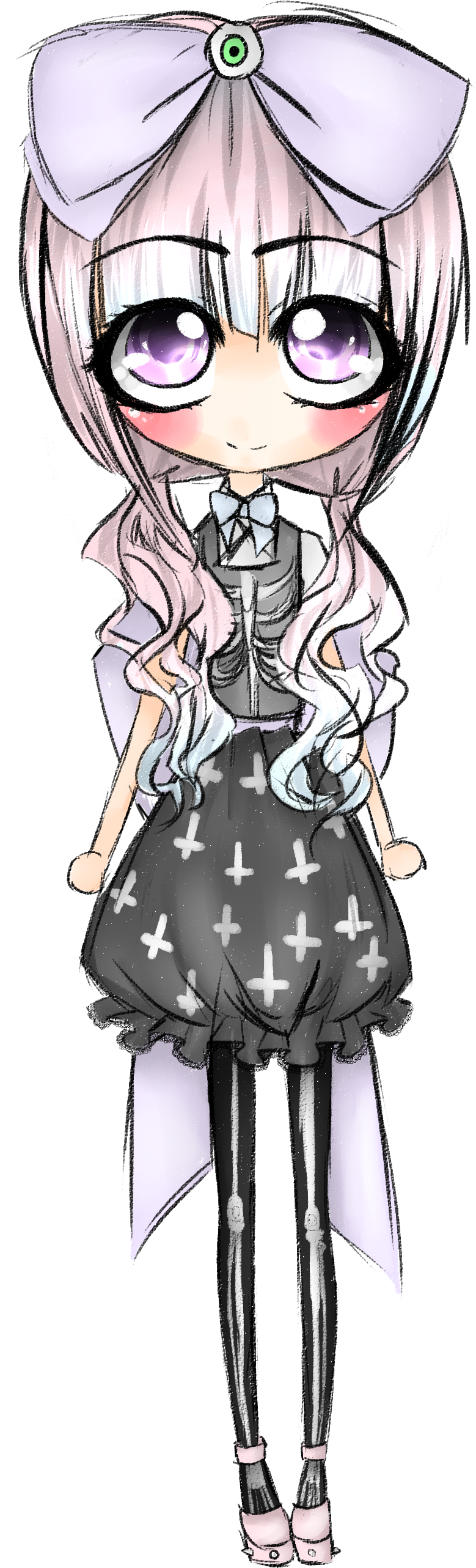 Pastel Goth Lolita - Pastel Anime Goth Png (1121x2683)