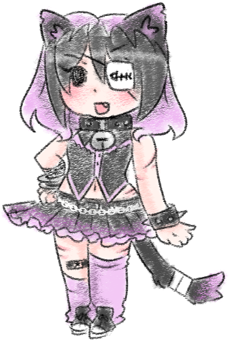 Pastel Goth Cat Girl Adoptable By Carcarchu - Drawing (471x704)