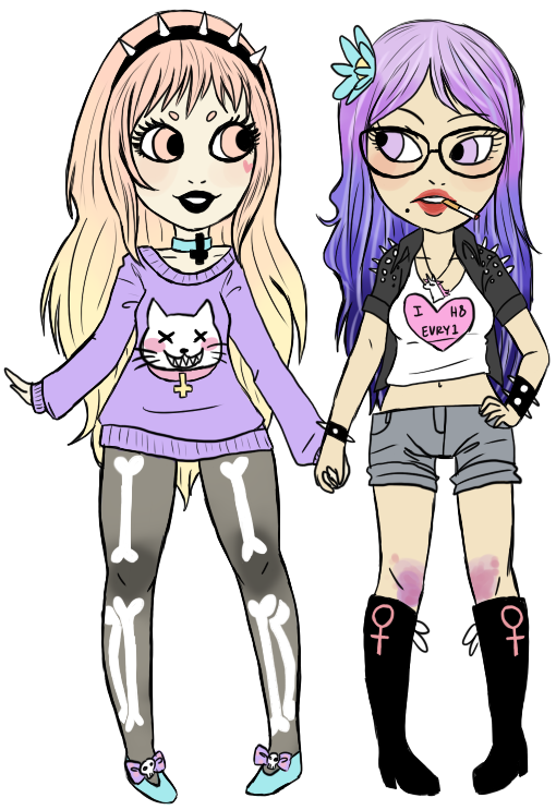 Pastel Goth/soft Grunge By 1000butts - Hipsterzy Styl Rysunek (617x783)