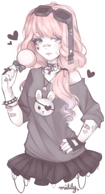 Pastel Goth Artanime Ocdrawing Girlsgirl - Pastel Goth Anime Girl (450x760)