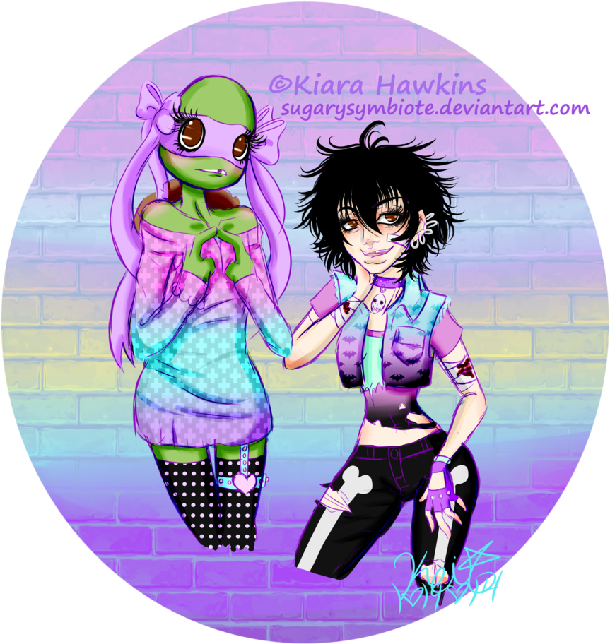 Sugarysymbiote Pastel Goth Casey And Donnie~ By Sugarysymbiote - Tmnt Donnie X Casey (900x1153)