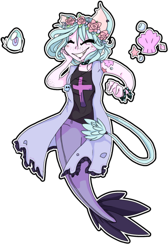 Pastel Goth Kemonomimi Mermaid By Castformgrass - Fan Art (847x943)