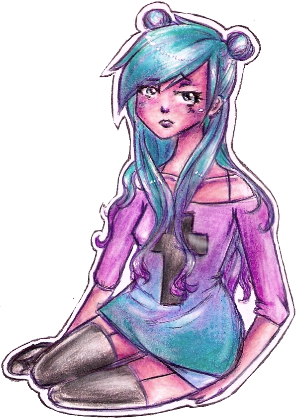 Pastel Goth Girl - Cartoon (653x927)