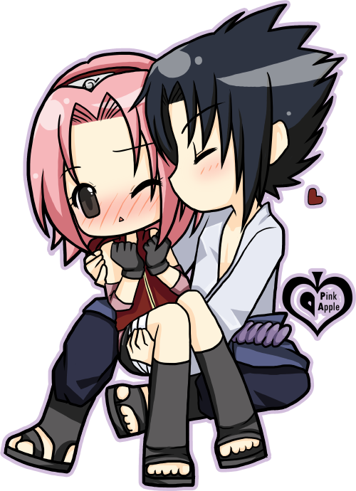 Sakura Y Sasuke - Sasuke Dan Sakura Chibi (500x690)