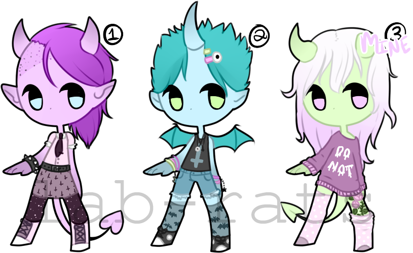 Pastel Goth Demons [closed] By Jurassiq - Cartoon (815x500)