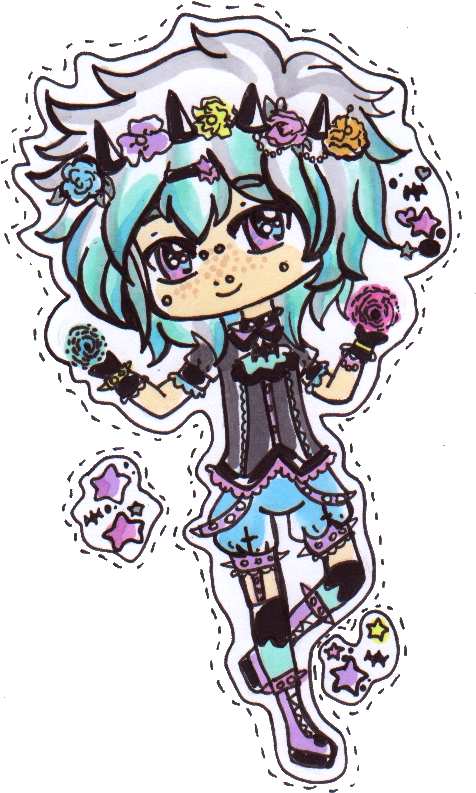 Pastel Goth Boy Commission By Guppie Vibes - Chibi Pastel Goth Boy (525x835)