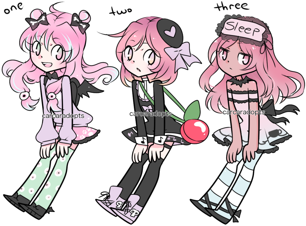 Pastel Goth Adopt Trio Closed By Carcaradopts - Anime Pastel Goth Adopts (1014x788)
